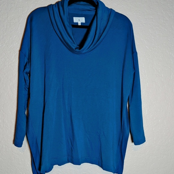 Lou & Grey teal cowl neck sweater size xs - Picture 2 of 6